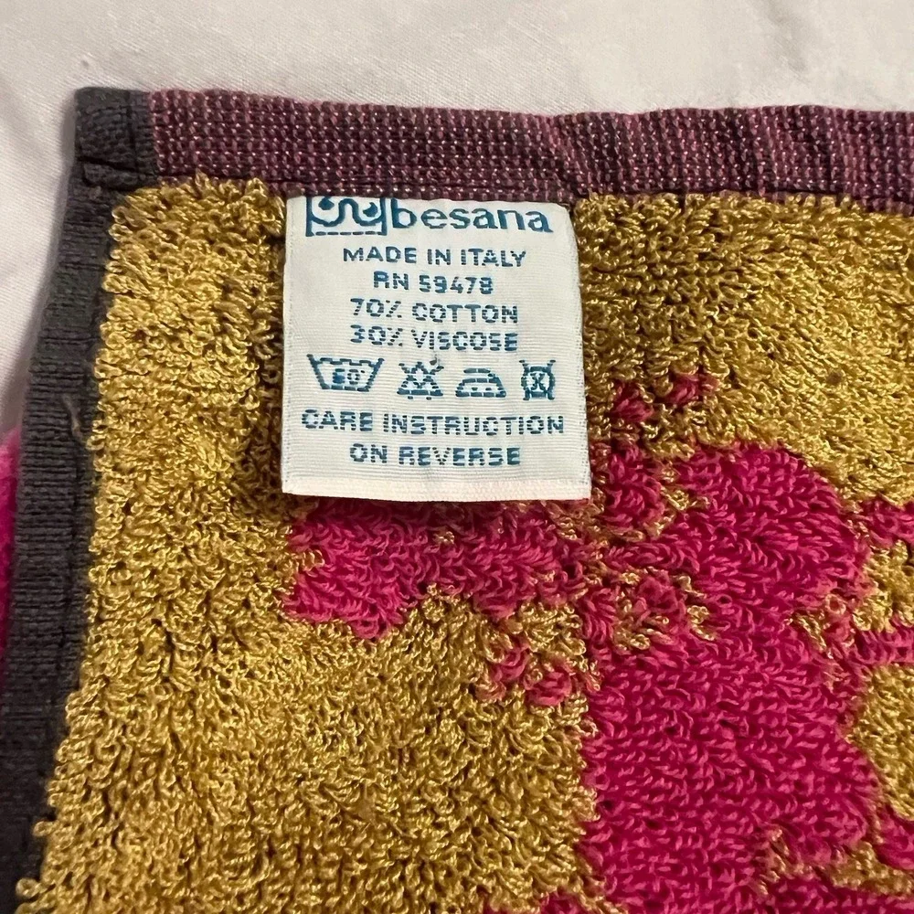 Kitschy Poodle Cafe Towel Set Pink Gold Besana Italian Bath & Hand Pom Poms Glam